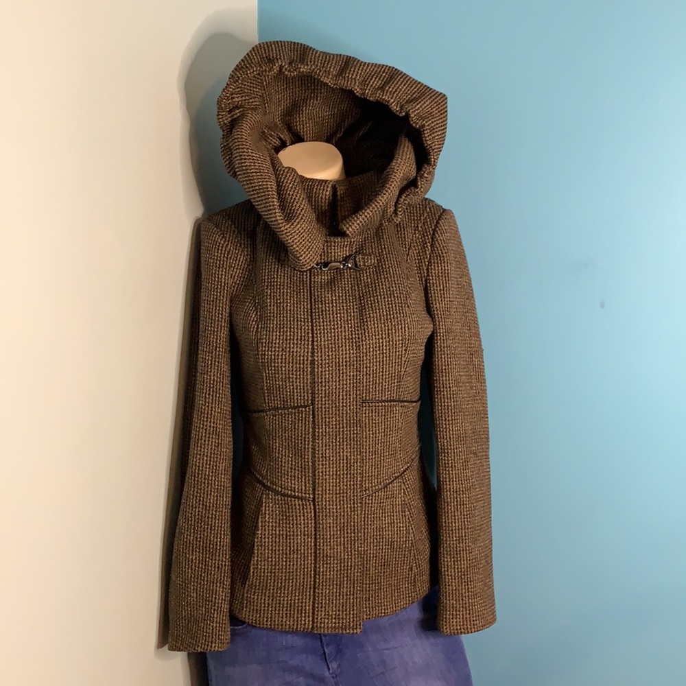 Zara’s Basic Wool Blend Wrap Collar With Hood Coat - image 4